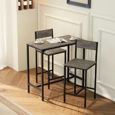 Image of 3-Piece Bar Table and Stools Set, Industrial Breakfast Bar Set