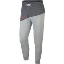 Image of Nike Sportswear Men's Swoosh Cotton Cuffed Jogger Pants Grey Red