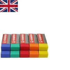 Image of Pack of 10 Vibrant Self-Cleaning Plastic Erasers – Perfect for School and Office