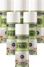 Image of 6 x Enamel Appliance White Gloss Spray Paint Heat-Resistant Aerosol 400ml