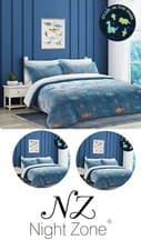 Image of Dino Glow In Dark Duvet Cover With Pillow Case Kids Multicolour Bedding Set