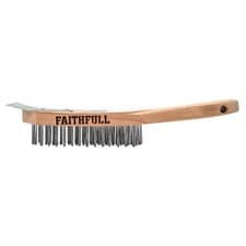 Image of  Faithfull Heavy Duty Wire Scratch Brush with Scraper 4 Row FAI6804SRF