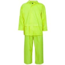 Image of Hi Vis Viz Rainsuit Jacket Trouser Waterproof Hooded PVC Unisex Rain Wear Set