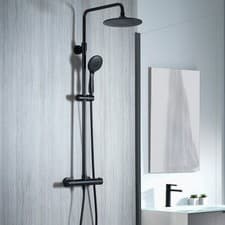 Image of Aqualisa Deco Thermostatic Mixer Shower Round Bar Valve Black DECO.RND.SC.MB