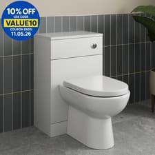 Image of Back to Wall Toilet Unit Bathroom Concealed Cistern MDF WC 500x300mm White Gloss