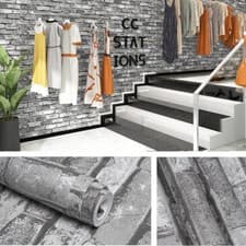 Image of Realistic 3D Rustic Brick Effect Slat Stone Red/Grey Textured Wallpapers 1-5X