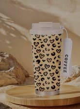 Image of 500ml Stainless Steel Insulated Travel Mug Leopard Print For Cold/Hot Drinks