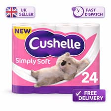 Image of Cushelle Simply Soft Toilet Roll – 24 Standard Rolls | Soft & Strong Quilted Tis