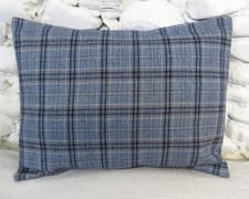 Image of Cushion Cover, Check, Tartan, Blue, Navy, Brown, White, Wool Blend, 45cm x 35cm