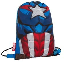 Image of Boys Marvel Captain America Drawstring Gym Bag Avengers Sports Swimming PE Kit