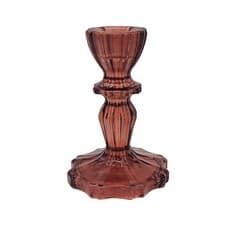 Image of Glass Candle Holder Translucent Rose Gold Taper Candlestick Centrepiece Decor
