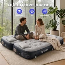 Image of DOUBLE HIGH RAISED INFLATABLE AIR BED MATTRESS AIRBED with Pump & Pillow Set