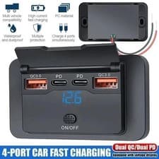 Image of Car DC 12V-24V PD Type C USB Port Fast Charger Socket Power Outlet Panel Charge