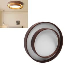 Image of ›LED Ceiling Light Fixture Walnut Wood Grain Flush Mount Round Remote Control