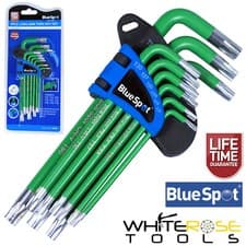 Image of BlueSpot Long Arm Torx Key Set 9pc T10-T50 Allen TRX-Star Tamper Proof Reach