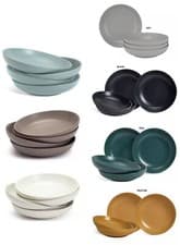 Image of 4 Piece Pasta Bowl Set Large Salad Dessert Serving Bowl Stoneware Matte Glazed