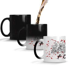 Image of Foes Friend Halloween Group Villian Movie Outline Blood MUG - Evil coffee mug