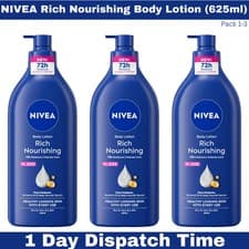 Image of NIVEA Rich Nourishing Body Lotion 625ml 72H Hydration Dry Skin Almond Oil Care