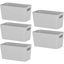 Image of Wham Studio 6.01 Cool Grey Plastic Storage Baskets Office Home Kitchen Tidy