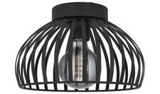 Image of EGLO Mogano 3-Ceiling Light Flush Steel Black 28cm Round Caged Lampshade 40W New