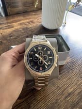 Image of Fossil FB-03 Chronograph Black Dial Gold SteelStrap Watch