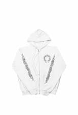 Image of Chrome Hearts Floral Cross Zip Hoodie 'White' Authentic Mens Size M