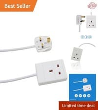 Image of White 1m Extension Lead - 250V 1 Gang for Efficient Power Supply