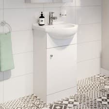 Image of Modern Bathroom Basin Sink Vanity Toilet WC Concealed Cistern Unit Matte White