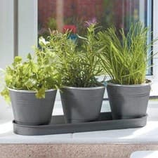 Image of Smart Garden Windowsill Herb Pots, Slate or Galvanised