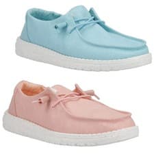 Image of Hey Dude Wally Stretch Canvas Ladies Lace Shoes Lightweight Comfort Trainers