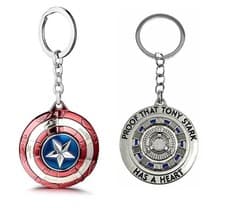 Image of Set of 2 Captain America Revolving Shield Metal Keychain Tony Stark Rotating Arc