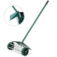 Image of Manual Lawn Aerator Roller Grass Spiker 3-Level Telescopic Handle Gardening Tool