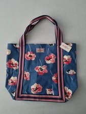 Image of Cath Kidston Tote Bag Poppy Blue Spot Canvas New With tags BNWT