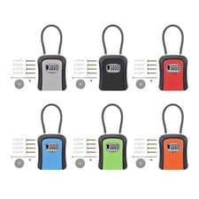 Image of Key Storage Lock Box Case Steel Cable Shackle Portable for Home Garage