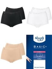 Image of Sloggi Maxi Briefs Knickers Basic+ Cotton High Rise 2 Pack 96% Womens Brief