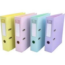 Image of Lever Arch Files A4 Pastel Colours Pack of 4 Pink, Purple, Yellow, & Mint