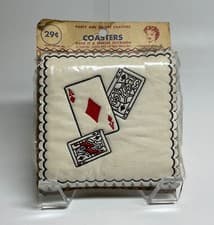 Image of NOS VTG Party Girl Deluxe Paper Drink Coasters Playing Card Suits Theme