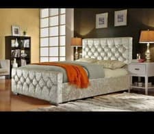 Image of Chesterfield Florida Upholstered Plush Velvet Bed Frame GasLift UK Size Double