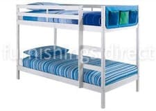 Image of 3FT SINGLE WHITE PINE KIDS CHILD ADULT BUNK BED WITH 2 X SPRUNG FLEX MATTRESSES