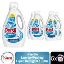 Image of Persil XXL Washing Liquid Detergent Non Bio Stain Removal 68 Washes 1.836 L, 5pk