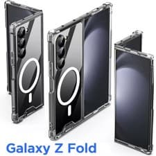 Image of Samsung Galaxy Z Fold 7 6 5 4 3 Clear Case Cover Silicone With MagSafe Charging