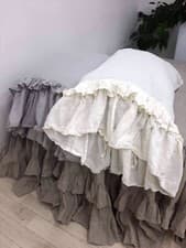 Image of Organic Linen double ruffled Pillowcase linen Pillow Sham slip cover Standard