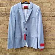 Image of Hugo Arti232X Blazer Suit 38L Virgin Wool Men's Light Blue Jacket