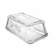 Image of Kilner Glass Butter Dish With Lid Embossed Logo Fits a 250g Block Of Butter