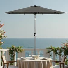 Image of Parasol Garden Table Sun Shade Canopy Patio Outdoor Umbrella Crank Tilt Grey