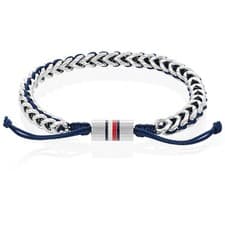 Image of TOMMY HILFIGER Mens Bracelet BRAIDED 2790511 Stainless Steel Canvas Blue