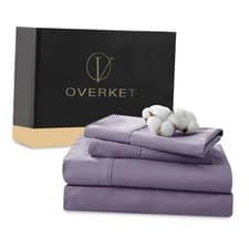 Image of 1000 Thread Count Egyptian Cotton Sheets Size Set 4PCS Sateen Weave Queen Lilac