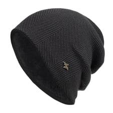 Image of Men Knitted Thermal Slouch Beanie Hat Winter Fleece Lined Warm Skull Ski Cap