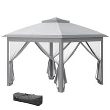 Image of Outsunny Pop Up Gazebo Height Adjustable Canopy Tent w/ Carrying Bag, Grey