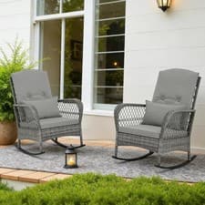 Image of 2x Rattan Garden Chairs Furniture Set Patio Coffee Sofa Outdoor New